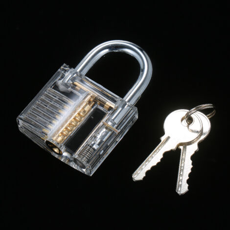 Kit de formación para cerrajeros con candado transparente visible – 8 x 5 cm – acrílico y metal – 2 llaves – para principiantes y profesionales
