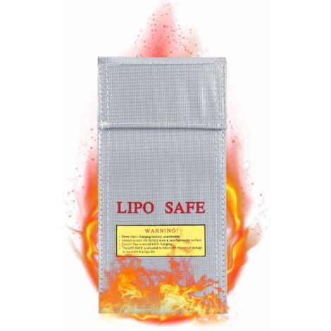 Sicherheitsbeutel für Lithium-Ionen-Akkus [wasserdichtes PVC/Fiberglas] Abmessungen: 10 x 20 cm, flammhemmend, formstabil, Explosionsschutznummer: SCF (1/5)