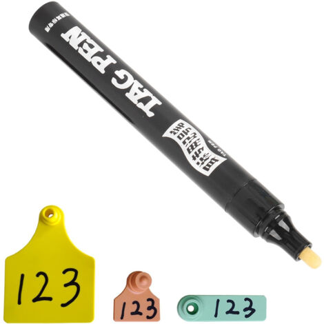 Marcador TPU para identificación de animales mediante etiquetas auriculares 1 bolígrafo + 1 recambio Marcador permanente negro para identificación de animales (1/5)