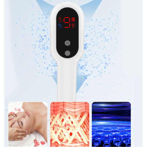 Peine eléctrico masajeador del cuero cabelludo con láser rojo y azul, 10 niveles de vibración, función de carga USB, ABS, 236 g, promueve el crecimiento del cabello, reduce el estrés. (1/5)