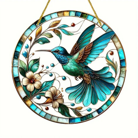 【YK6006 Escarabajo Azul aprox. 20 x 20 cm (impreso por ambos lados)】Colgantes acrílicos coloridos de estilo bohemio para uso interior y exterior. (1/5)