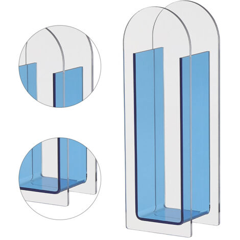 Jarrón decorativo moderno, transparente y colorido de acrílico para fiestas, bodas, decoración del hogar, decoración de mesa, jarrón de medio tono en azul juvenil [Jarrón] + [Sin marca] + [Azul juveni (1/5)
