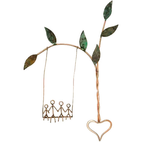 Escultura de pared con columpio rústico – Arte decorativo: Columpio rústico de hierro para pared en estilo campestre, decoración artística de pared hecha de hierro forjado. (1/5)