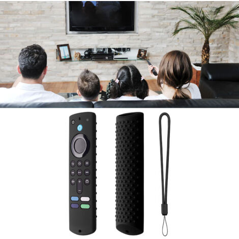 Rutschfeste Silikon-Schutzhülle mit Kabel für die Fire TV Stick Fernbedienung der 3. Generation (Schwarzes Modell) (1/5)