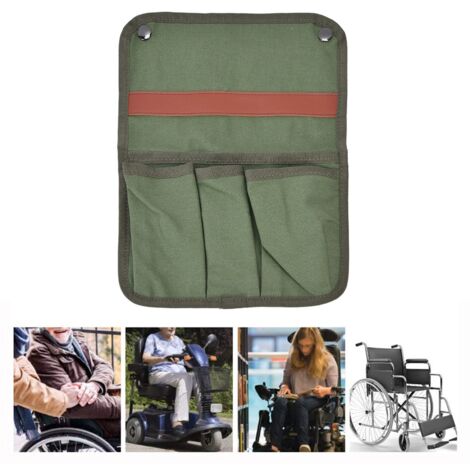 Armlehnentasche für Campingstuhl – Canvas – Multifunktional mit großen Taschen – Olivgrau – Tragbar