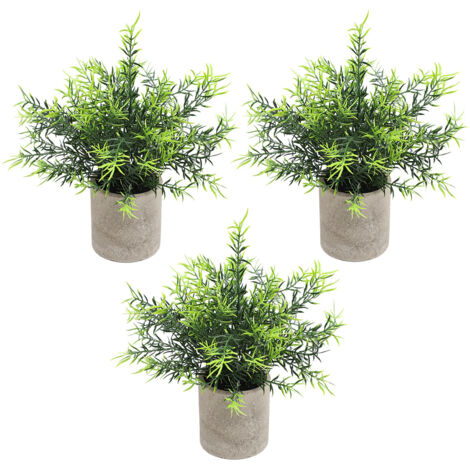 Planta artificial  Romero y eucalipto  Juego de 3  Maceta de papel  Columna de planta artificial verde y blanca (1/5)