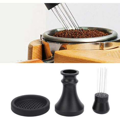 [Prensador y agitador 2 en 1] [58 mm] [Prensador de café con varilla agitadora de aguja fina y mango ergonómico] Distribución uniforme, extracción perfecta, juego completo con base, 10 agujas y tubo d (1/5)