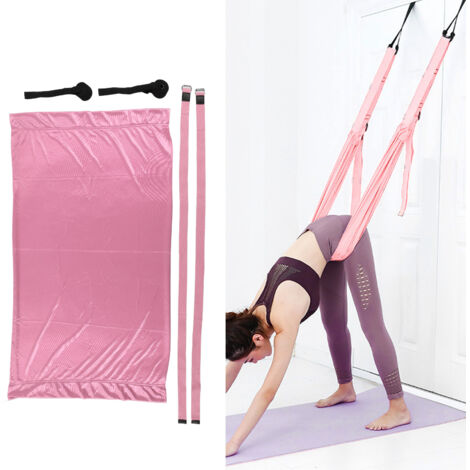 Aerial-Yoga-Hängematte Elastische und tragbare Hängematte für Yoga zu Hause mit Beindehnung und -training Polyester und Baumwolle Rosa (1/5)