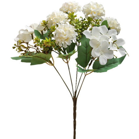 Rama de hortensia artificial de plástico – Flor decorativa colorida (30 cm, roja, 35 g) – Para ramos y eventos (1/5)
