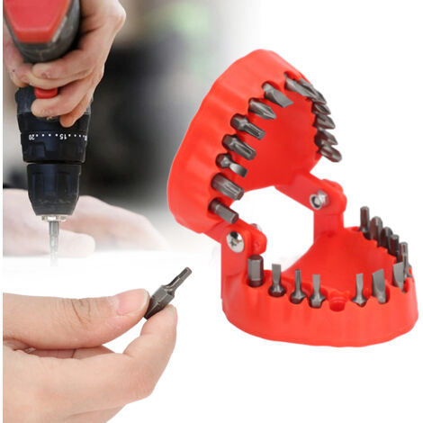 Magnetischer Bohrerhalter mit Zähnen aus ABS und Edelstahl sowie 28 Bohrern (1/16 Zoll – 19/64 Zoll) zur übersichtlichen Aufbewahrung (1/5)