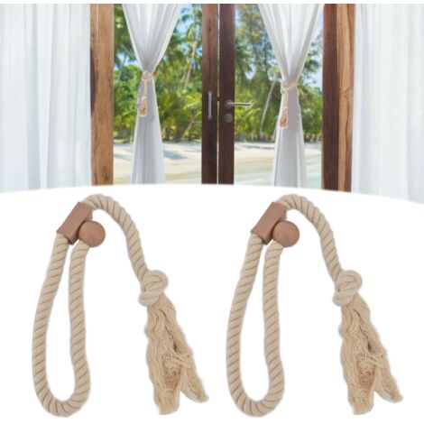 [Cordón magnético para cortinas] + [Manorope] + [Algodón y haya] + [85,5 cm x 3 cm x 2,6 cm / paquete de 2] (1/5)