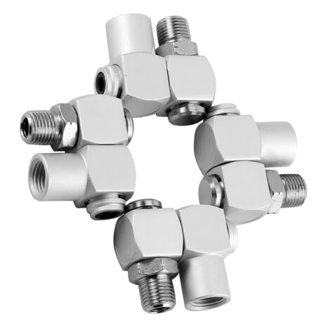 360°-Pneumatikadapter mit doppelter Rotation – 4er-Pack – 1/4"-Aluminium (1/5)