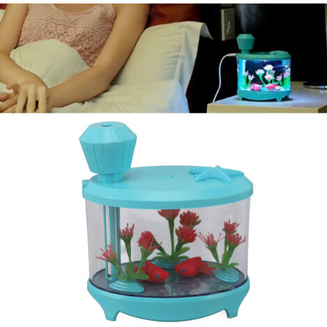 Mini humidificador ultrasónico USB con aromaterapia para acuarios, 460 ml, azul, ABS, para oficina, coche o casa. (1/5)