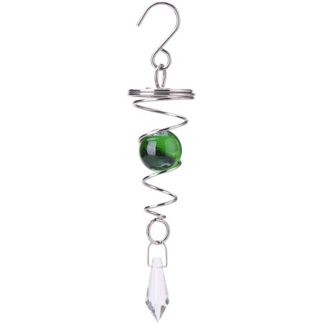 Molinillo de viento cinético en espiral para jardín, fabricado en acero inoxidable con cuentas de vidrio de colores – 1 unidad, tamaño 18 x 4 cm