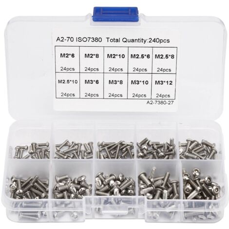 Sechskantschrauben-Set aus Edelstahl – 240-teilig, M2/M2,5/M3 (6/8/10/12 mm) – Ideal für Reparaturen und Montagearbeiten (1/5)