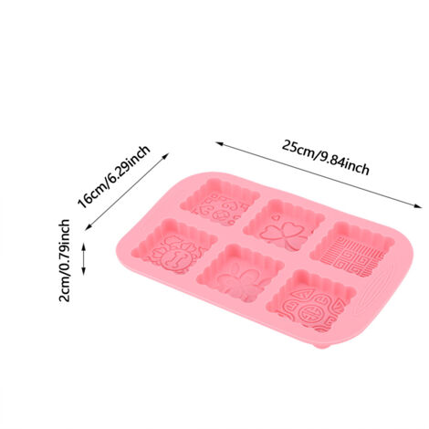 6-teilige, rosafarbene Silikon-Mondkuchenform (25 cm) – Ideal für Gebäck, Schokoladenkuchen, Seife, Eiscreme, mikrowellengeeignet, abwaschbar, einfach zuzubereiten