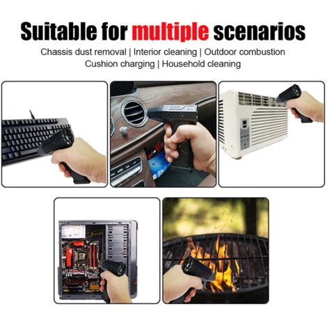 Soplador de aire eléctrico de 130.000 rpm: Ventilador turbo inalámbrico con boquilla magnética, 200 W, batería de 3000 mAh, portátil para limpieza de automóviles, ordenadores y entornos industriales ( (1/5)