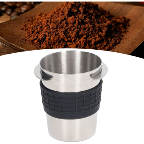 Vaso dosificador de café de acero inoxidable de 58 mm con anillo de silicona, vaso medidor y recipiente para café molido para máquinas de café comerciales. (1/5)