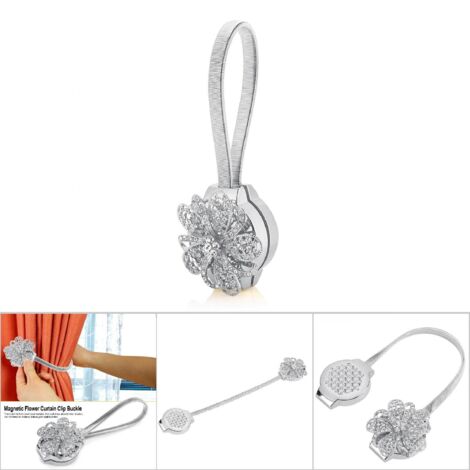 [Einziehbarer magnetischer Gardinenhalter mit rautenförmigem Blumenmuster]Dekorativer magnetischer Gardinenhalter mit ausziehbarer Feder und Magnetbefestigung (1/5)