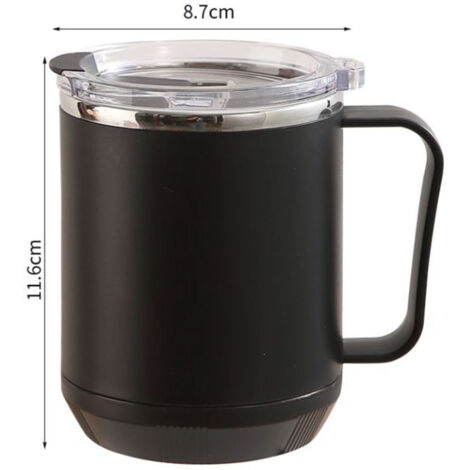 460-ml-Reisebecher mit 304-Edelstahlbeschichtung, auslaufsicher, tragbar, elegantes schwarzes Design für Camping und Wandern (1/5)