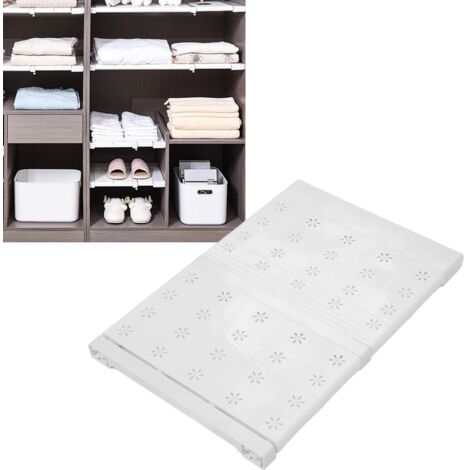 Ausziehbares Schrankregal für Kleiderschrank, Schrank und Badezimmer, 9-teilig, werkzeuglos verstellbar von 41 bis 52 cm, Tragkraft 20 kg, hochwertiges Material: ABS/PP/Stahlrohr. (1/5)