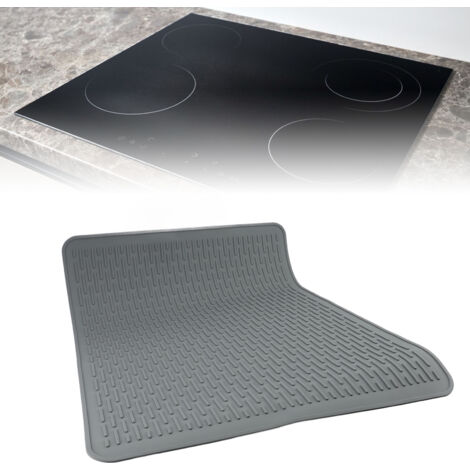 Alfombrilla protectora de silicona para vitrocerámica [Placa protectora de silicona XL] - Alfombrilla de secado y posavasos resistente al calor, color gris (630 g)