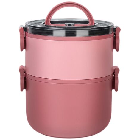Mehrzweck-Lunchbox mit Fächern – Große PP-Lunchbox – 2-stöckig, 1600 ml – Sicherer Verschluss mit Griff – 11,5 x 14,5 cm (1/5)
