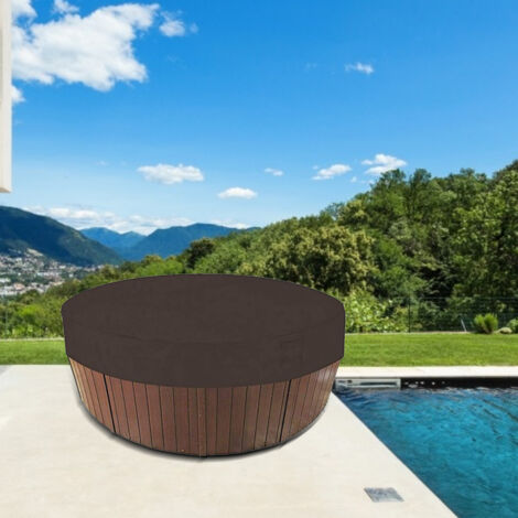 Abdeckung für Whirlpool im Außenbereich – Runde Abdeckung aus Oxford-Polyester, blattabweisend, wasserdicht mit Befestigungskordel – Größe 190 cm (1/5)