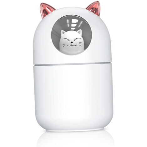 Mini humidificador con conexión USB, funcionamiento silencioso, iluminación LED multicolor, color blanco, 300 ml, humidificador ultrasónico, protección contra la sequedad de 4 a 8 horas, despertador d (1/5)