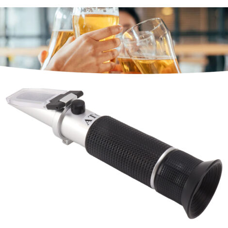 Tragbares Refraktometer mit automatischer Temperaturkompensation: Misst spezifisches Gewicht 1,000 bis 1,130 und Brix 0-32 für Bier, Wein und Früchte (Aluminium) (1/5)
