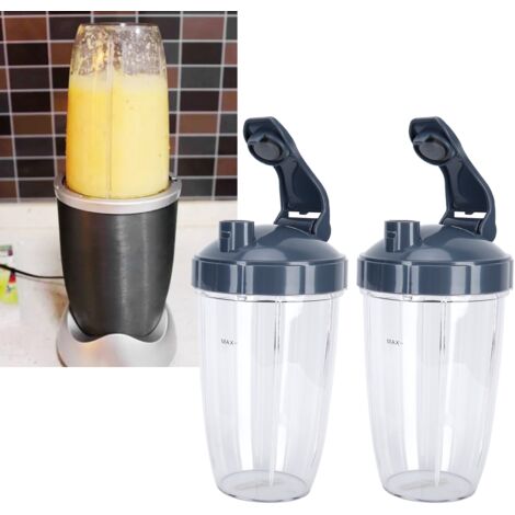 Juego de vaso y tapa de 710 ml para licuadoras – Compatible con extractores de jugo de 600 W/900 W – PP+ABS sin BPA – 2 tapas + 2 vasos (1/5)