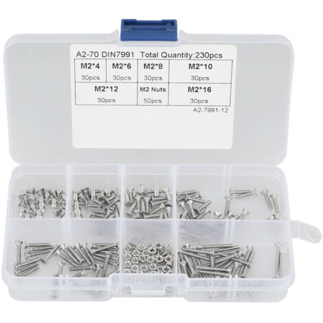 Schrauben- und Bolzenset M2 Edelstahl 304 Sortiment 230-teilig mit Box (1/5)