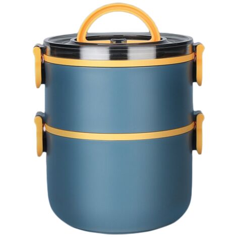 Wiederverwendbare PP-Lunchbox mit großem Fassungsvermögen von 1600 ml, auslaufsicheren Fächern und Tragegriff – Blau, Größe 18 x 14,5 cm – 1 Stück (1/5)