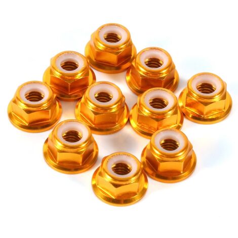 Selbstsichernde Mutter mit Nyloneinsatz, M5 – 10 Stück, goldeloxierte Sechskantmuttern aus Aluminium (1/2)