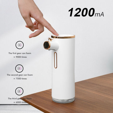 Dispensador automático de jabón, ABS negro, 330 ml, con detección de movimiento, resistente al agua IPX4. (1/5)