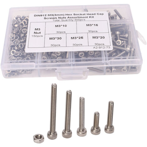 M3-Sechskantschrauben-Set – Edelstahl 304 – 5 Größen & 150 Muttern mit Aufbewahrungsbox (1/5)