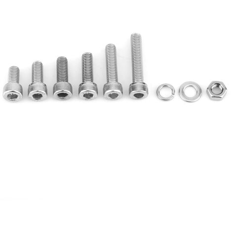 Sechskantschrauben-Set 304 Edelstahl M5x150 Stück - Verschiedene Montagegrößen: M5x10/12/14/16/20/25mm - Muttern, Unterlegscheiben, Federscheiben - Rostschutz. (1/5)