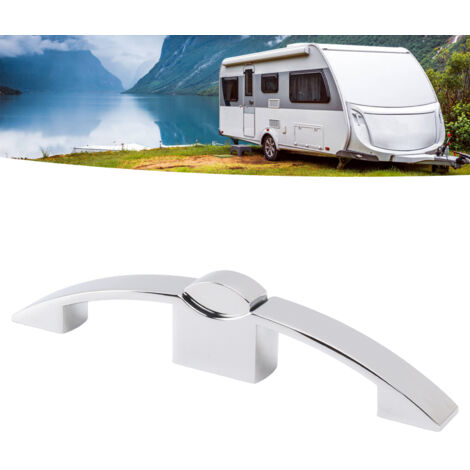 Pernos de seguridad con pulsador y manija – juego de 2 para autocaravanas/embarcaciones – zinc y ABS – cromado – montaje de 128 mm (1/5)