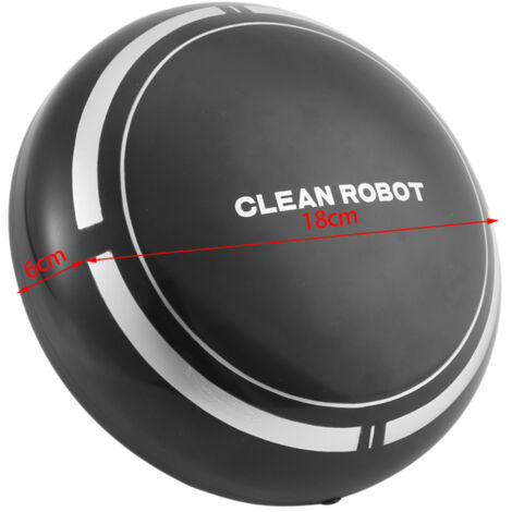 Robot de limpieza automático e inteligente con batería USB para uso doméstico [ABS/Negro/Diámetro 18 cm] – Robot barredor automático con detección de obstáculos