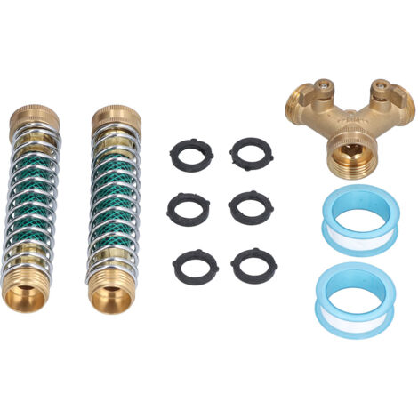 [Schlauchverteiler] Korrosionsbeständiges Y-Stück aus Messing, 3/4 NPT-Modell mit knickfesten Schlauchschutzvorrichtungen und 6 Gummidichtungen (1/5)