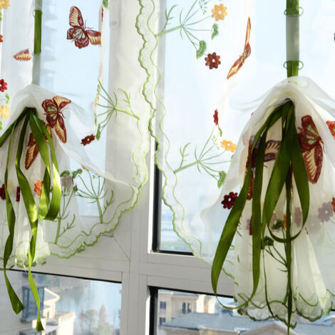 Fenstergardine aus Polyester [S - 100x80cm] - Dekorative Gardine für Schlaf- und Wohnzimmer (1/5)