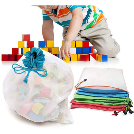 Wiederverwendbarer Gemüsebeutel aus Netzgewebe mit Kordelzug – 12-teiliges Polyester-Set (rot 30x20cm, grün 35x30cm, blau 43x30cm) (1/5)