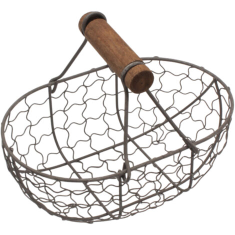 Abnehmbarer Brotkorb aus Metall, 18 x 12 cm  Modell mit Holzstäbchen für Obst und Lebensmittel  Durchmesser: 6,5 cm  Farben: Weiß, Schwarz, Blau  Einzeln erhältlich (1/5)