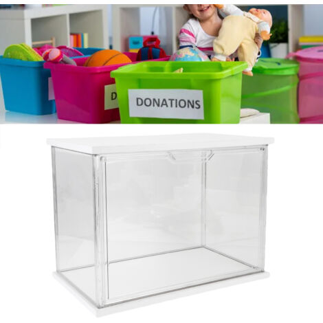 Transparente Vitrine – Aufbewahrungsbox für Figuren und Spielzeug – Kunststoff und Holz – 36,3 x 22,1 x 27,2 cm – Weiß (1/5)