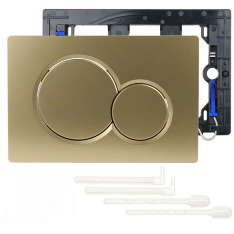 Placa de descarga de inodoro Sigma01 de doble parada para cisterna en color oro mate, plástico y metal.