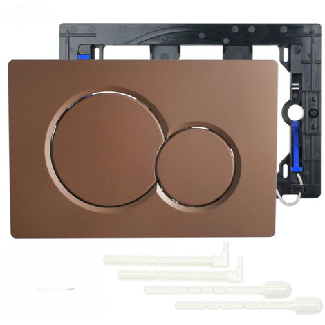Placa de doble descarga Sigma 01 en color oro rosa para inodoros con sistema de doble descarga, diseño robusto de plástico con control de volumen de agua integrado para un ahorro eficiente de agua.