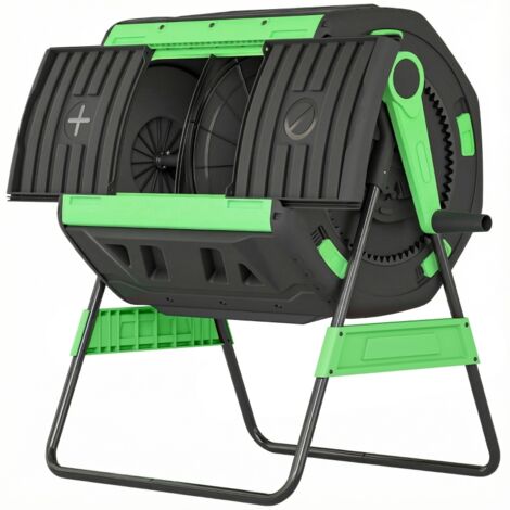 Compostier domestique de 200 litres à double compartiment avec 8 ouvertures d'aération (1/5)