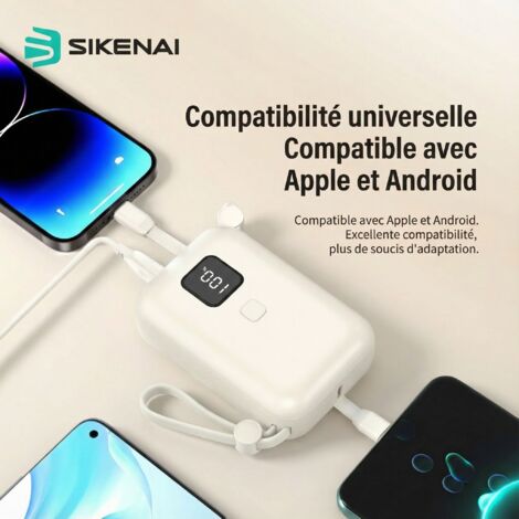 Power Bank 10000mAh avec Câble intégré-SIKENAI- Charge Rapide pour téléphone Portable (1/5)