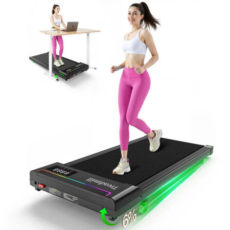 Tapis de course portable AKLUER ultra-fin à moteur sans balais, avec inclinaison 6 % et écran LED (1/5)
