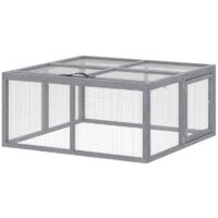 Clapier Lapin Extérieur Enclos Lapin Pliable en Bois pour Poule Canard 110x105x50cm Gris